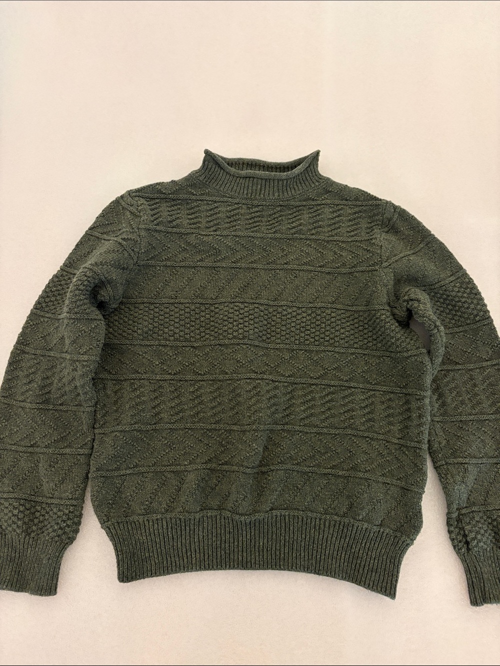 Crewcuts Olive Textured Mock-Neck Sweater